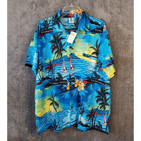 Rima Imar Other - NWT‎ Rima Mexican Riviera Shirt Men's XL Blue Tropical Hawaiian Camp Terivoile